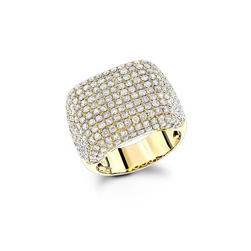 14K Yellow Gold Designer Mens Ring Diamond Band by LUXURMAN (5.4 Ctw, H ...