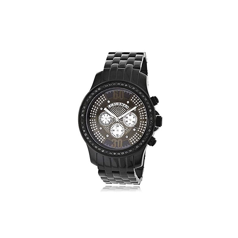 luxurman mens black diamond watch 2.25 ct